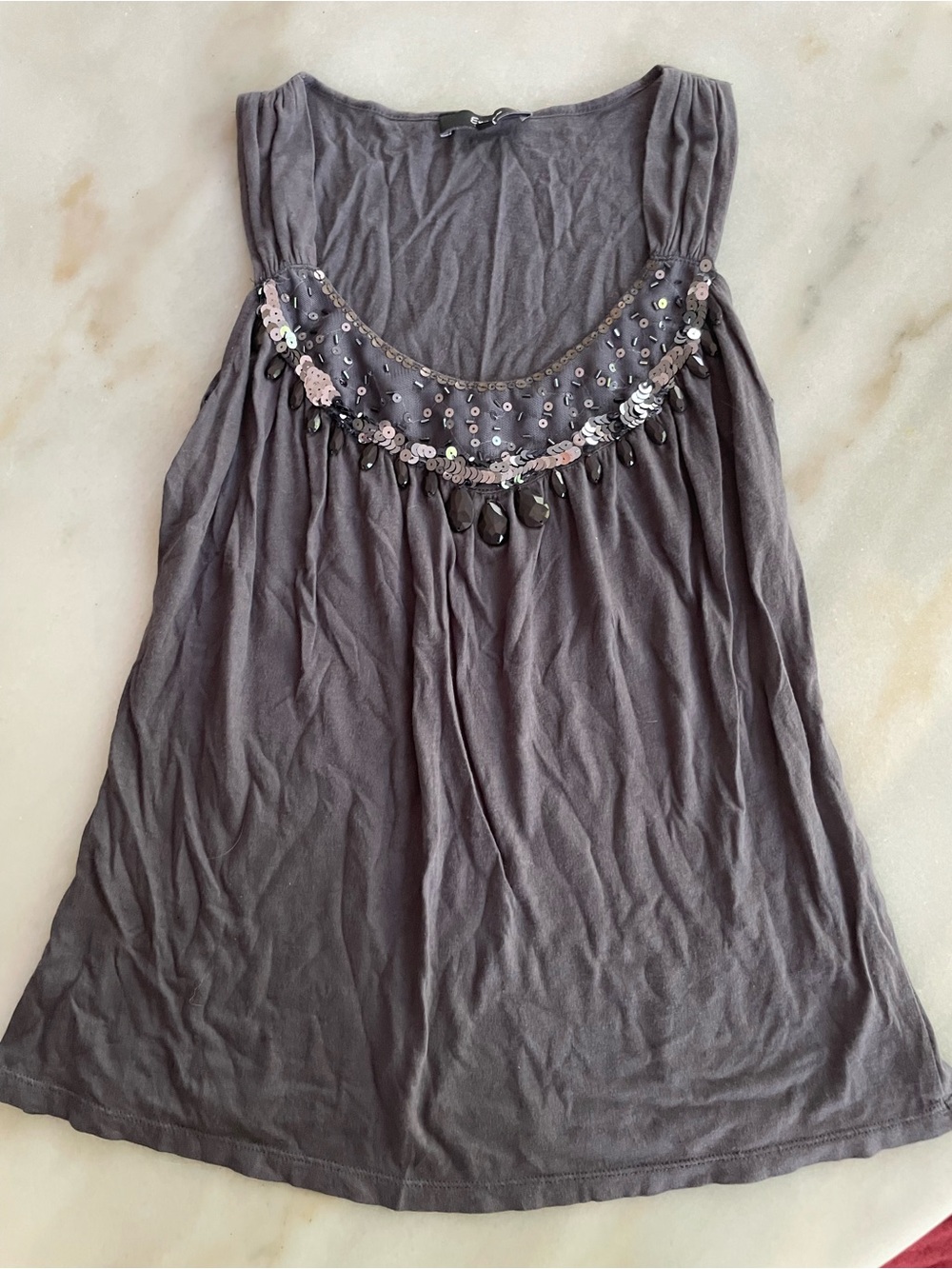 Express Gray Embellished Scoop Neck tank size S